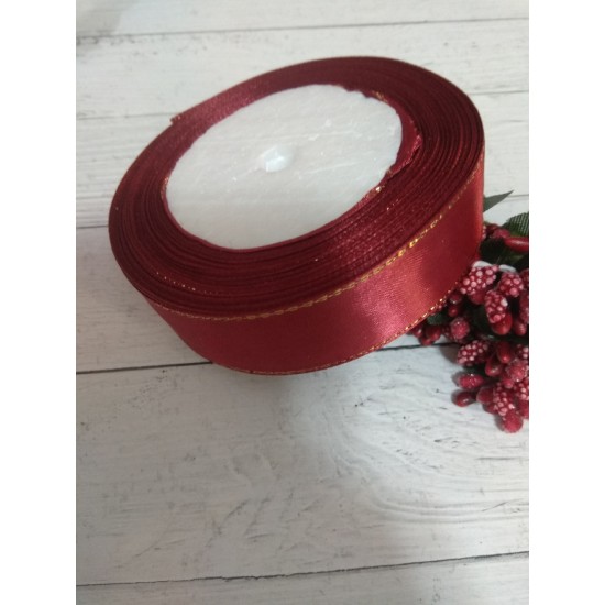 ОПТ Лента атласная с люрексом 2.5 см*25 ярдов цв. бордовый